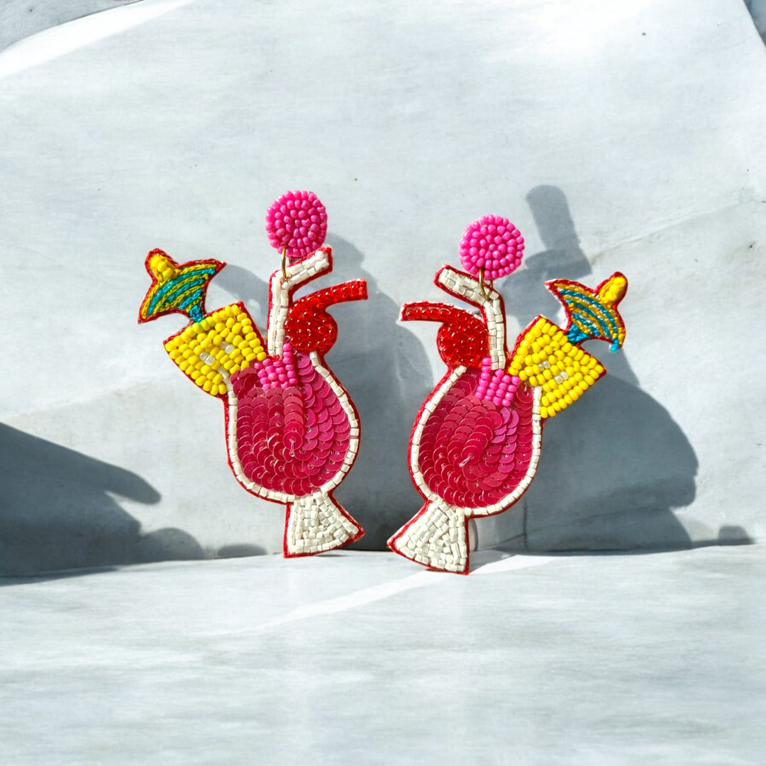 Tela Naari Tropical Cocktail Beaded Earrings – Vibrant Summer Statement Jewellery - TelaNaari