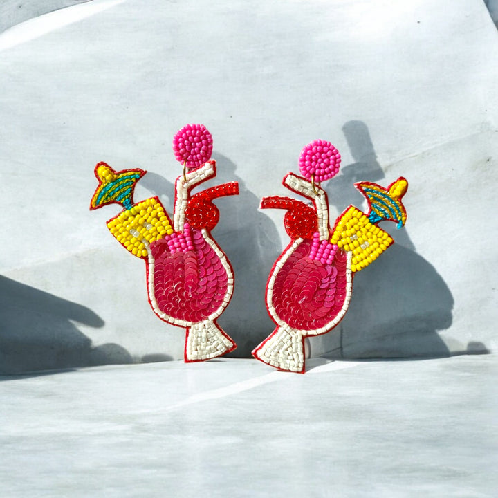 Tela Naari Tropical Cocktail Beaded Earrings – Vibrant Summer Statement Jewellery - TelaNaari