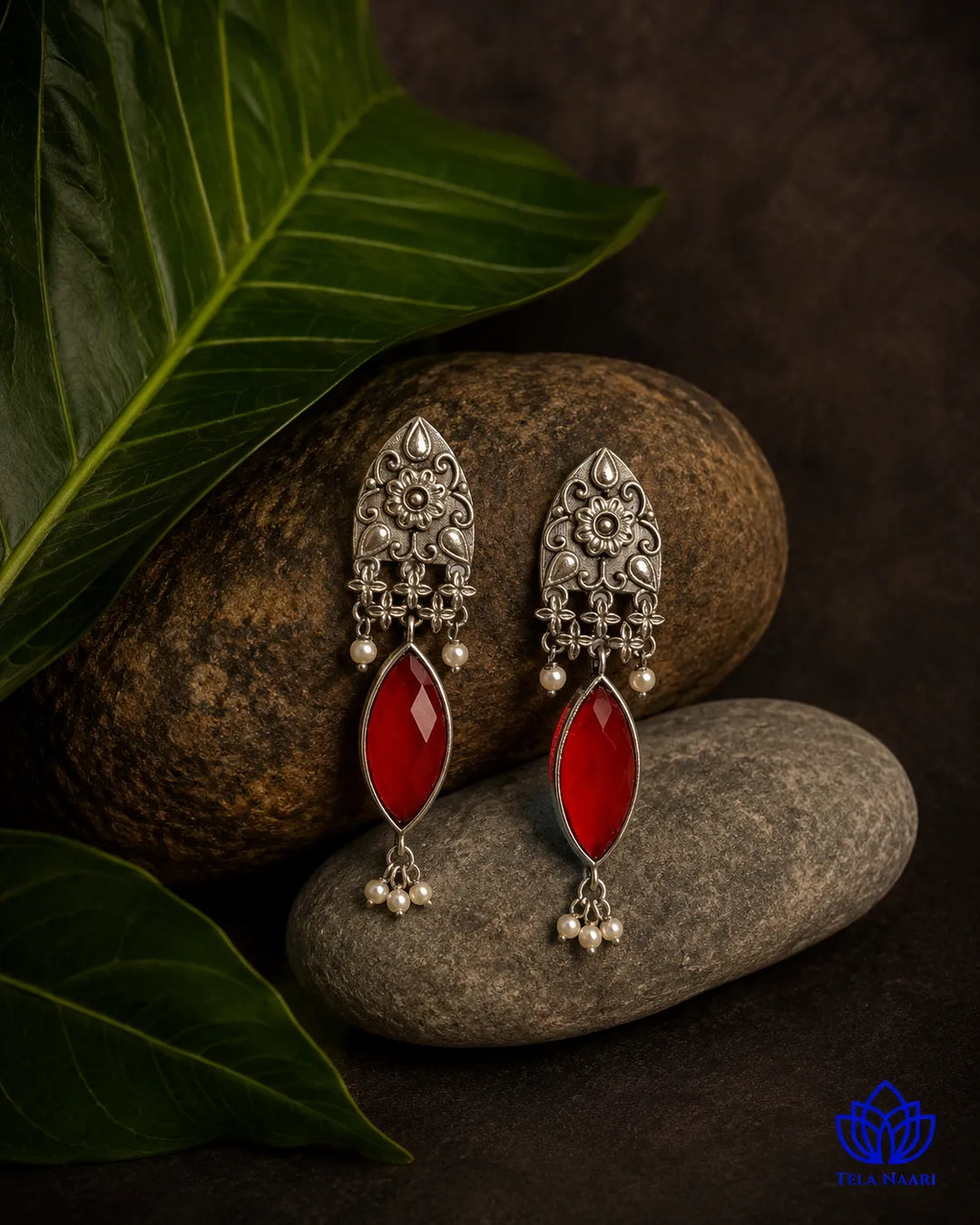 Vijahi Silver Oxidised Earrings