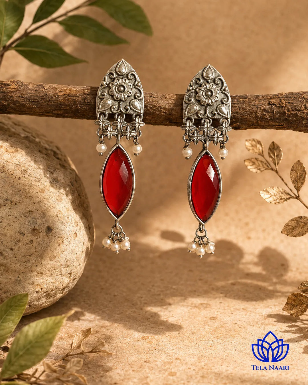 Vijahi Silver Oxidised Earrings