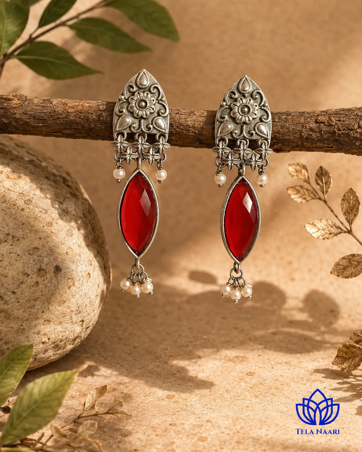 Vijahi Silver Oxidised Earrings