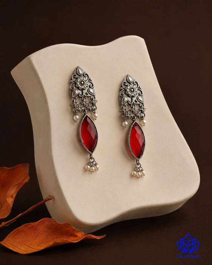 Vijahi Silver Oxidised Earrings