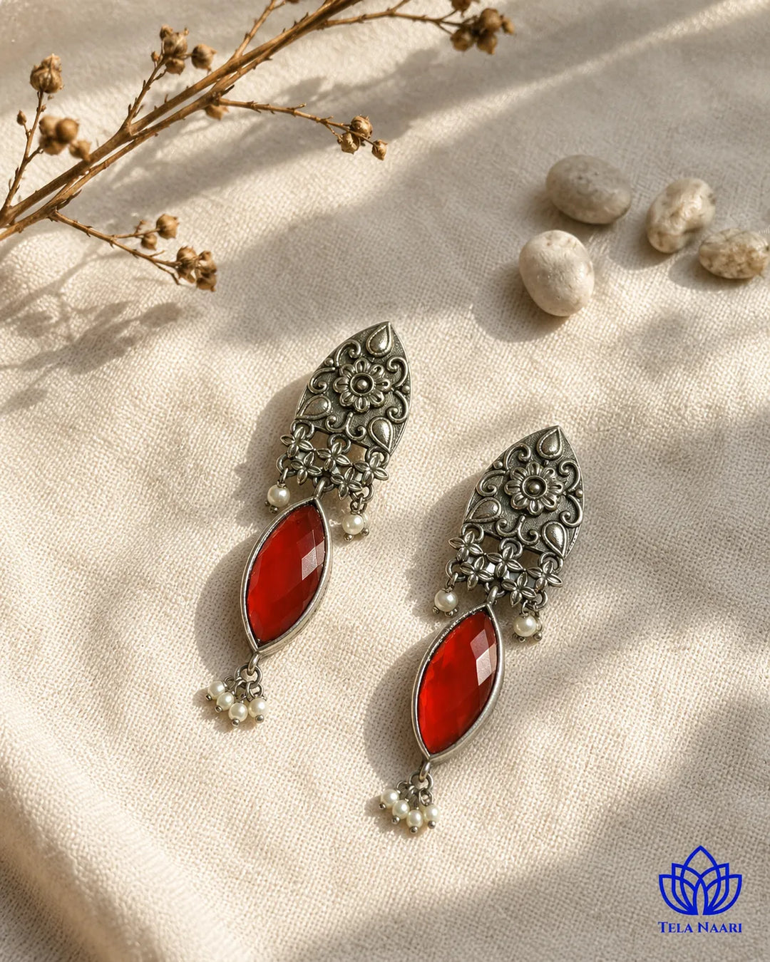 Vijahi Silver Oxidised Earrings