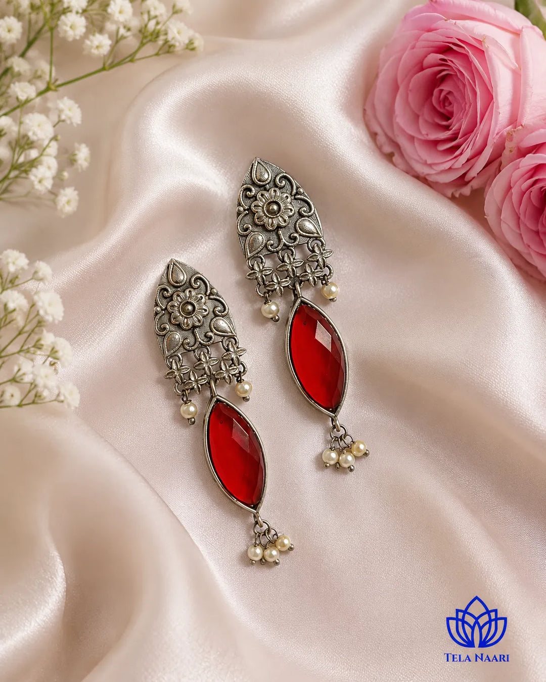 Vijahi Silver Oxidised Earrings