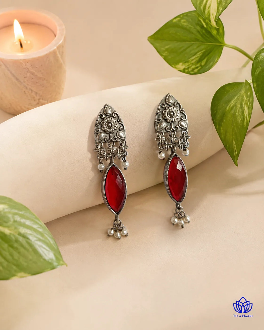 Vijahi Silver Oxidised Earrings