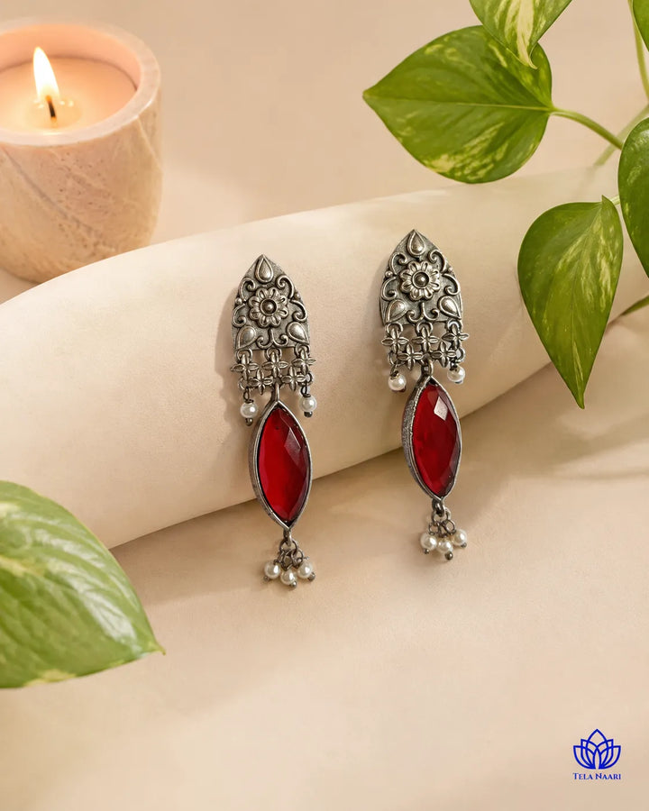 Vijahi Silver Oxidised Earrings