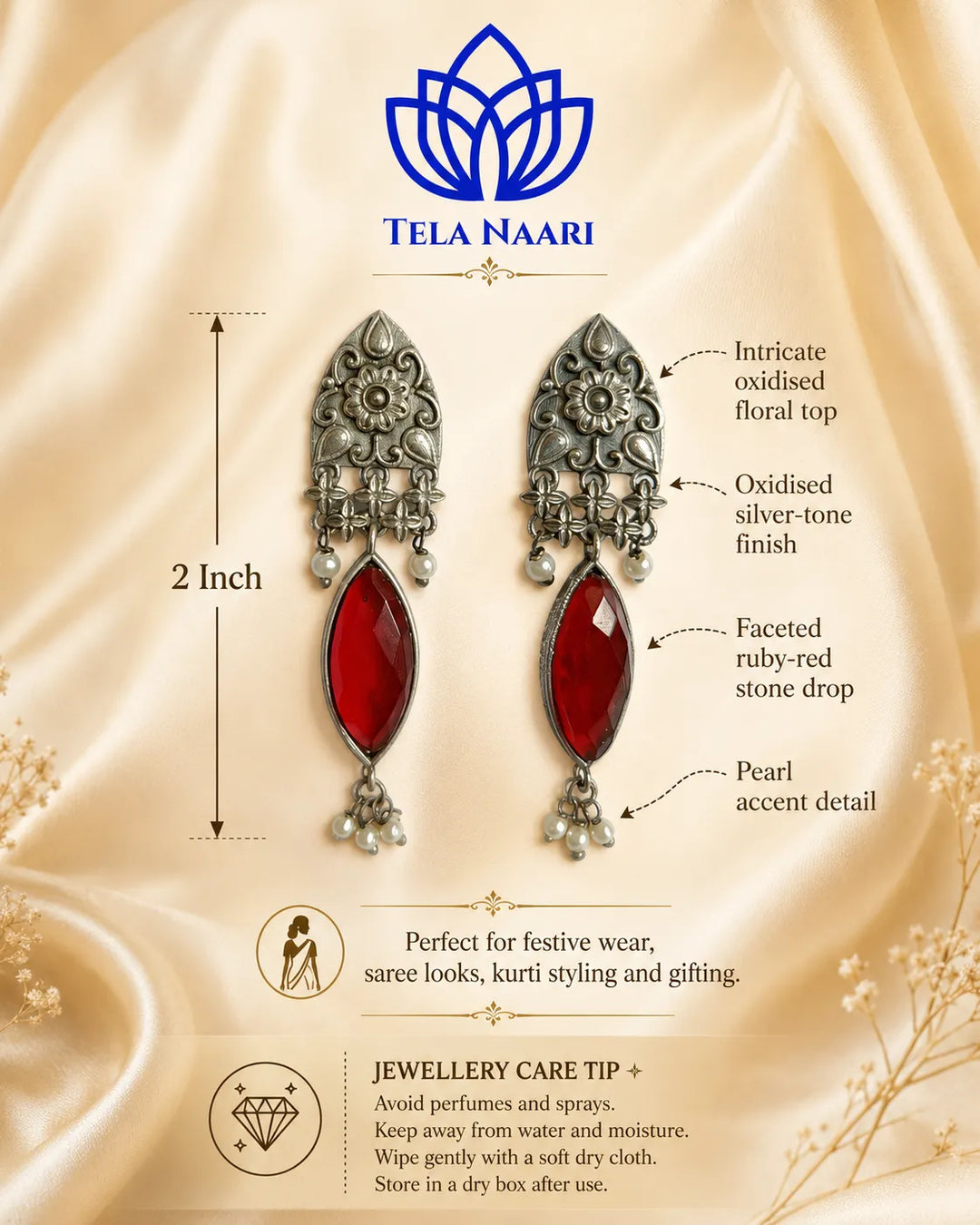 Vijahi Silver Oxidised Earrings