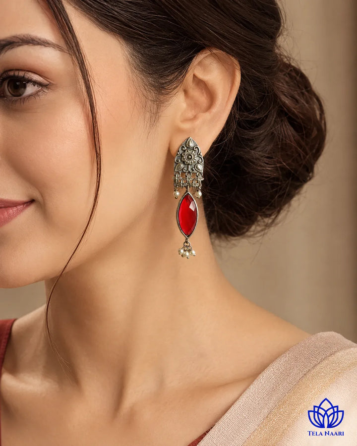 Vijahi Silver Oxidised Earrings