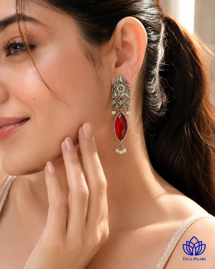Vijahi Silver Oxidised Earrings