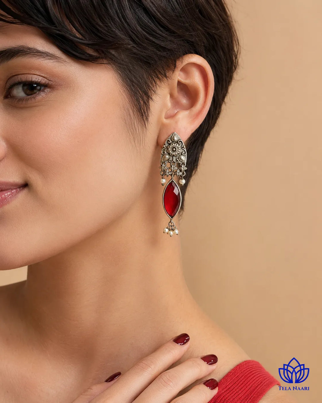 Vijahi Silver Oxidised Earrings