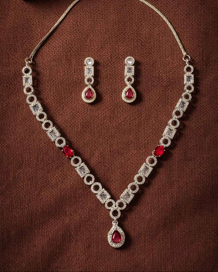 American Diamond Zirconia Layered Necklace Set Emma