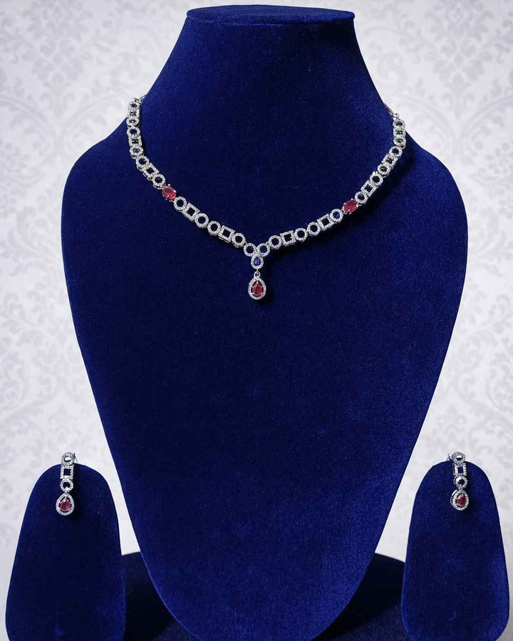 American Diamond Zirconia Layered Necklace Set Emma