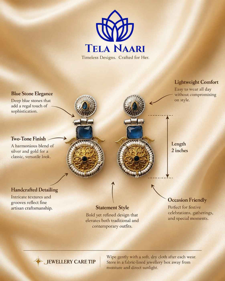 Silver oxidised detailing adds depth to this blue dual-tone piece.