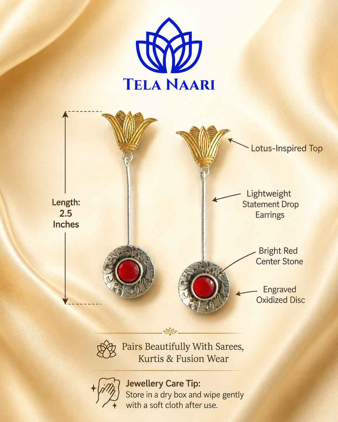 Understated silhouette pairs a botanical motif with dual-tone plating.