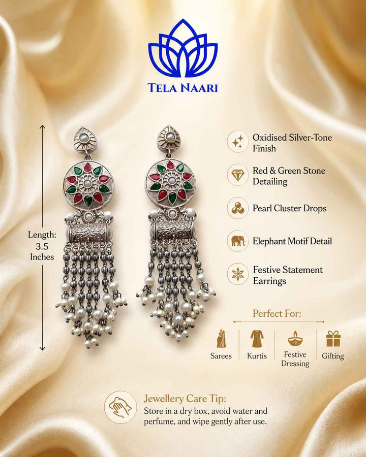 Artificial stone accents highlight the earring&