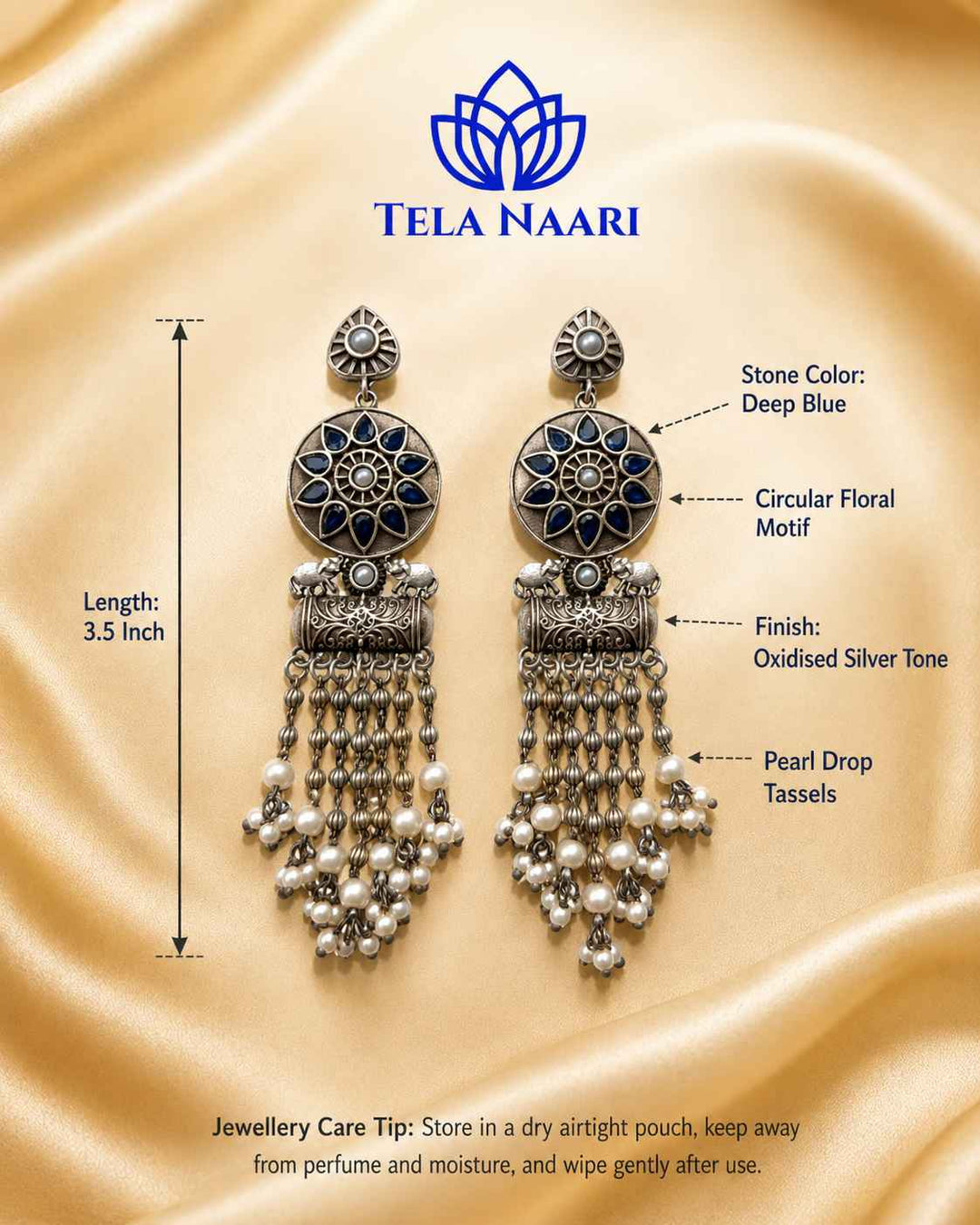 Glass bead accents add texture to this teardrop earring design.