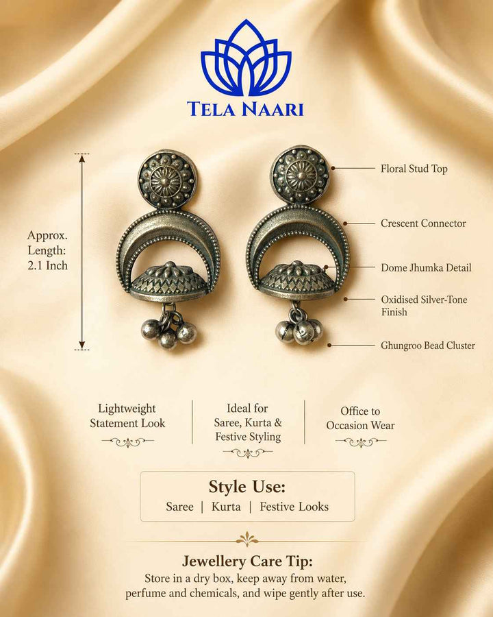 Earrings like this feature a floral crescent dome design.