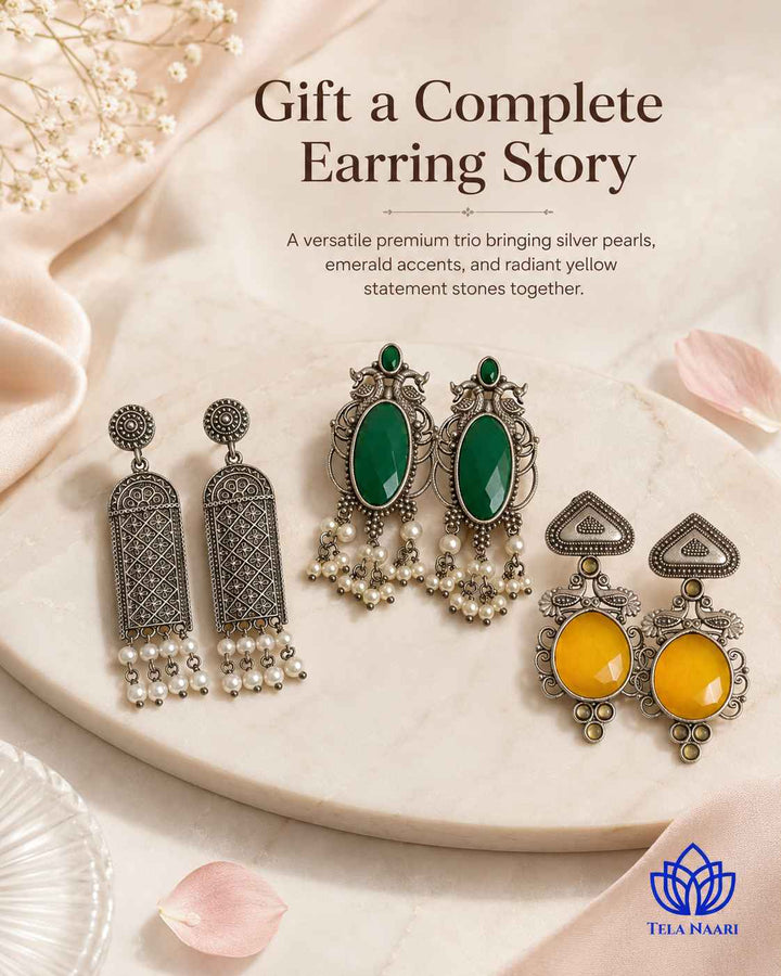 Anti-tarnish finish earrings from the Cynthia Hamper, a Janmashtami gift for girlfriend