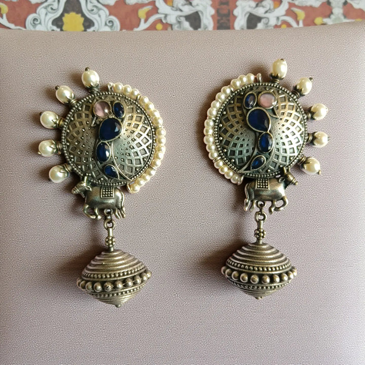 Silver Oxidised Timeless Jumka Earrings Anvita