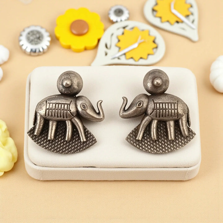 Atreyi Classic Elephant Silver-Plated Earrings