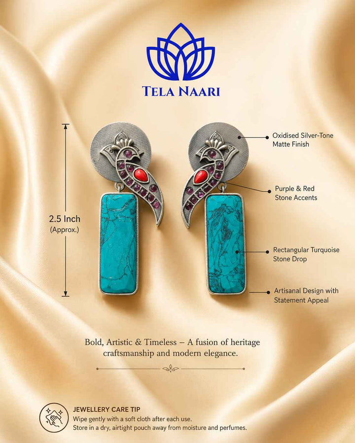 Artificial stone detailing decorates the surface of this earring.