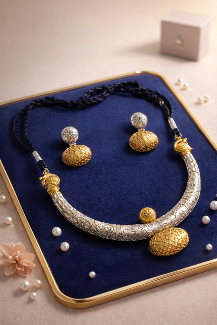 Intricate craftsmanship makes this hasli necklace a standout wedding choice.