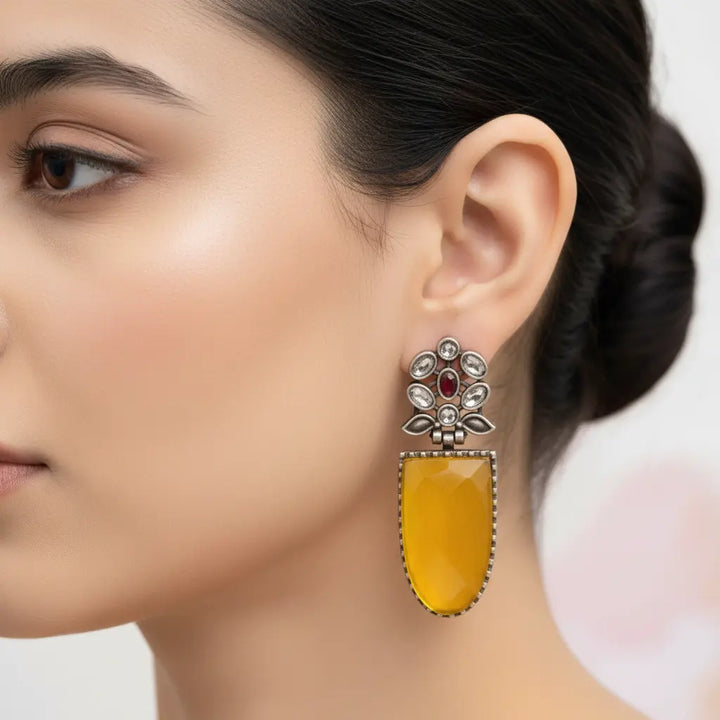 Yellow Idai Silver-Plated Earrings