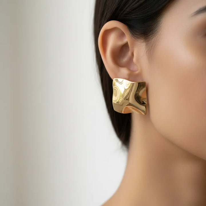 Tarnish-Free Square Dome Earrings