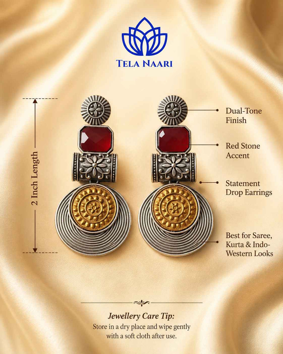 Earring close-up two: festive Diwali Bluma Hamper gift for wife