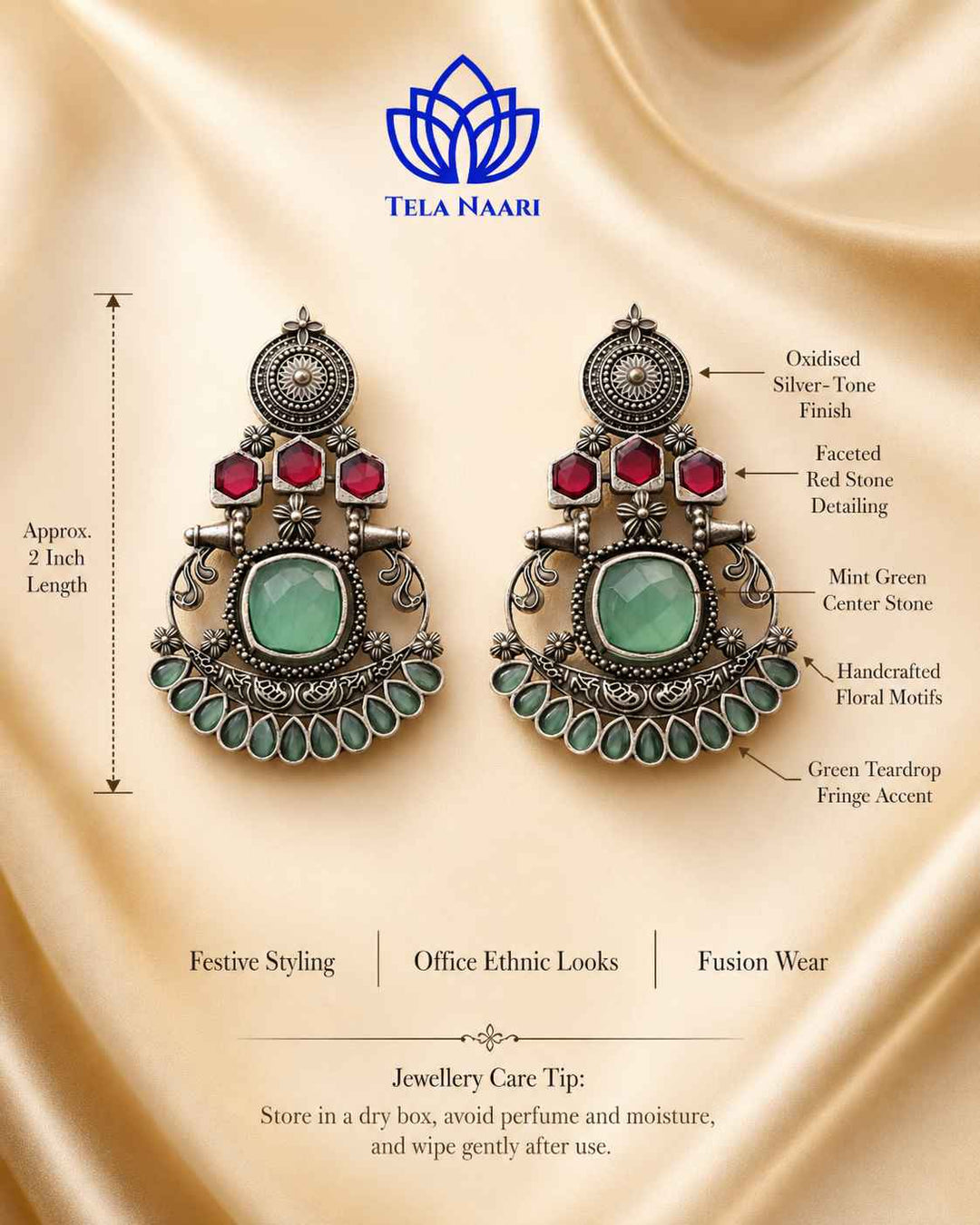 Contemporary-styled earrings from the Zara Hamper, a Janmashtami gift for friend