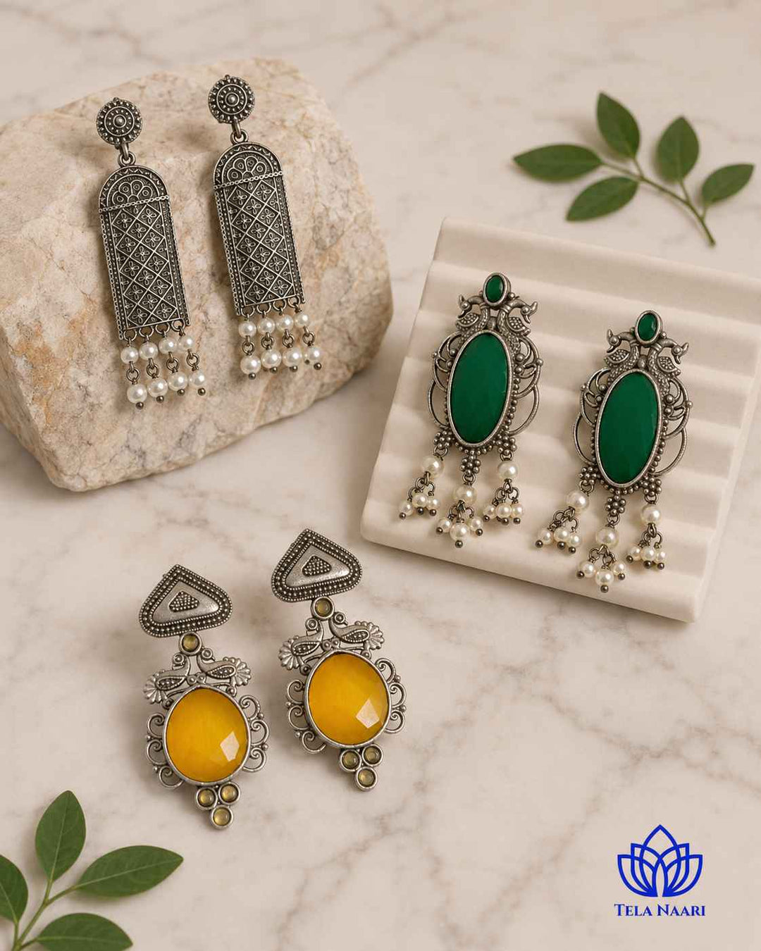 Cynthia Hamper's handcrafted earrings in silver-plated and oxidised finish, a Raksha Bandhan gift for sister