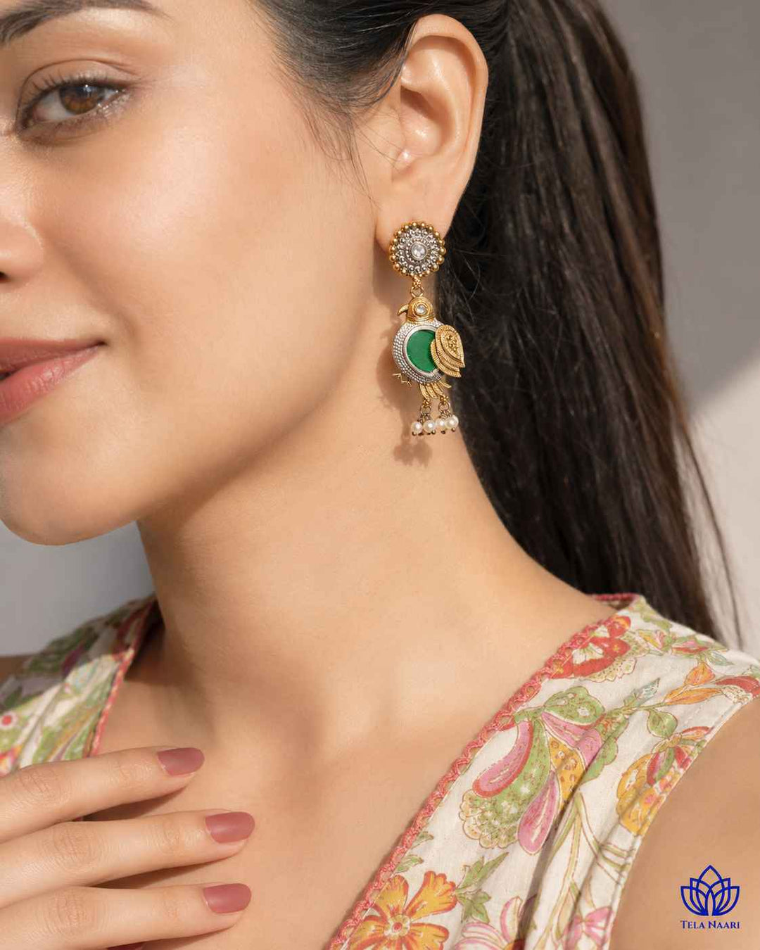Push back closure keeps this dual-tone earring secure comfortably.