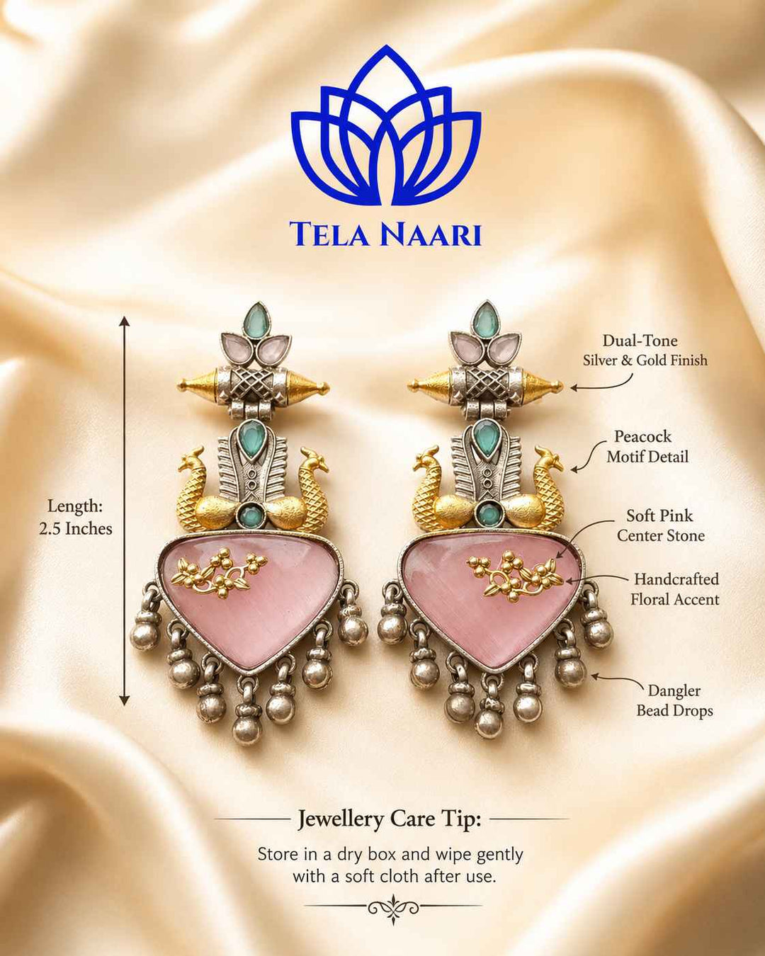 Artificial pink stone detailing adds a soft pop of colour throughout.