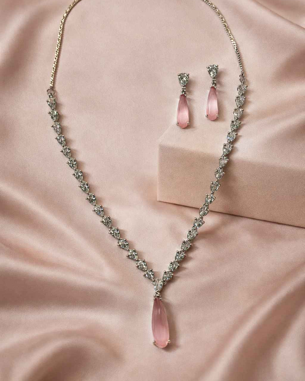 American Diamond Zirconia Layered Necklace Set Luna