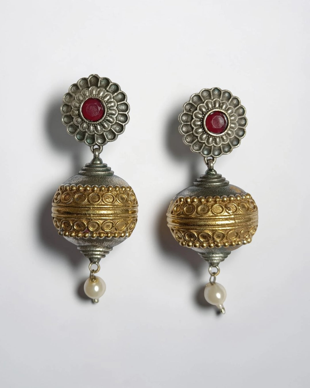 Dira dual-tone globe earrings by Tela Naari – view 1