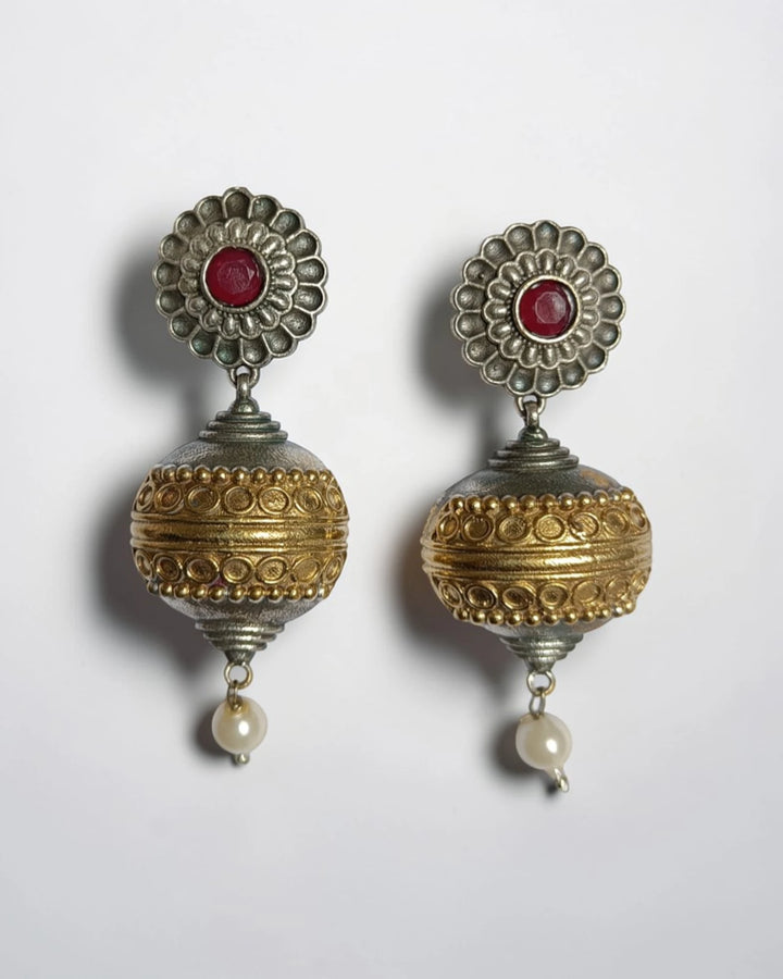 Dira dual-tone globe earrings by Tela Naari – view 1