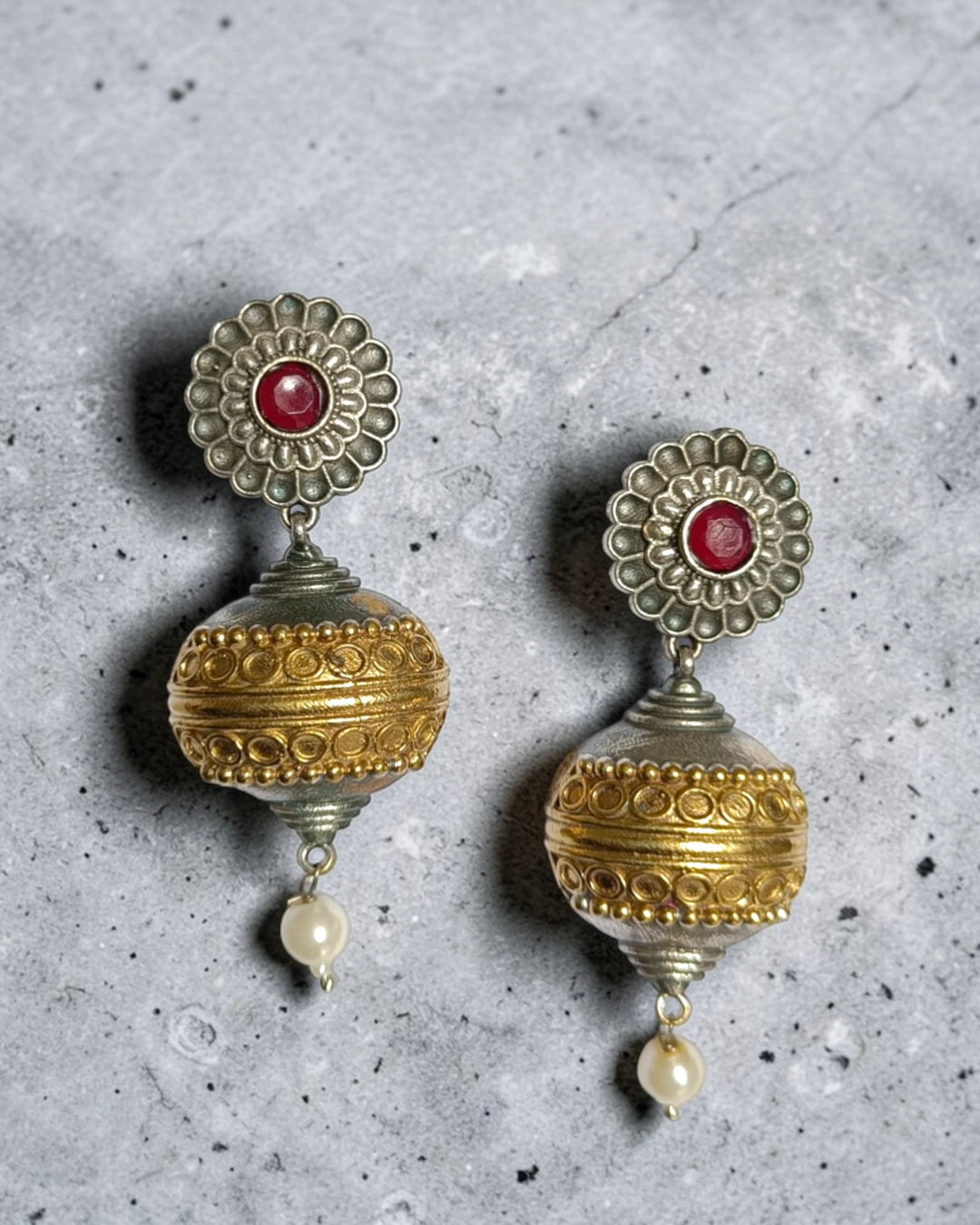 Dira dual-tone globe earrings by Tela Naari – view 2