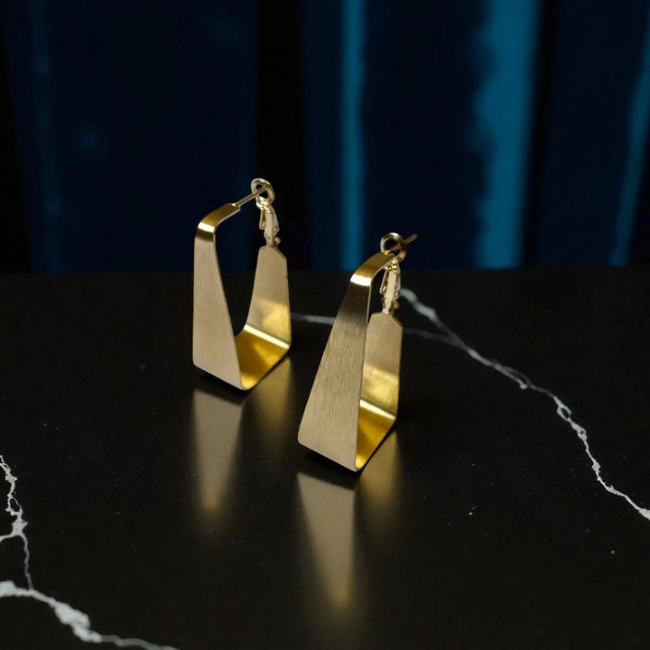 Anti-Tarnish Golden Trapeze Earrings