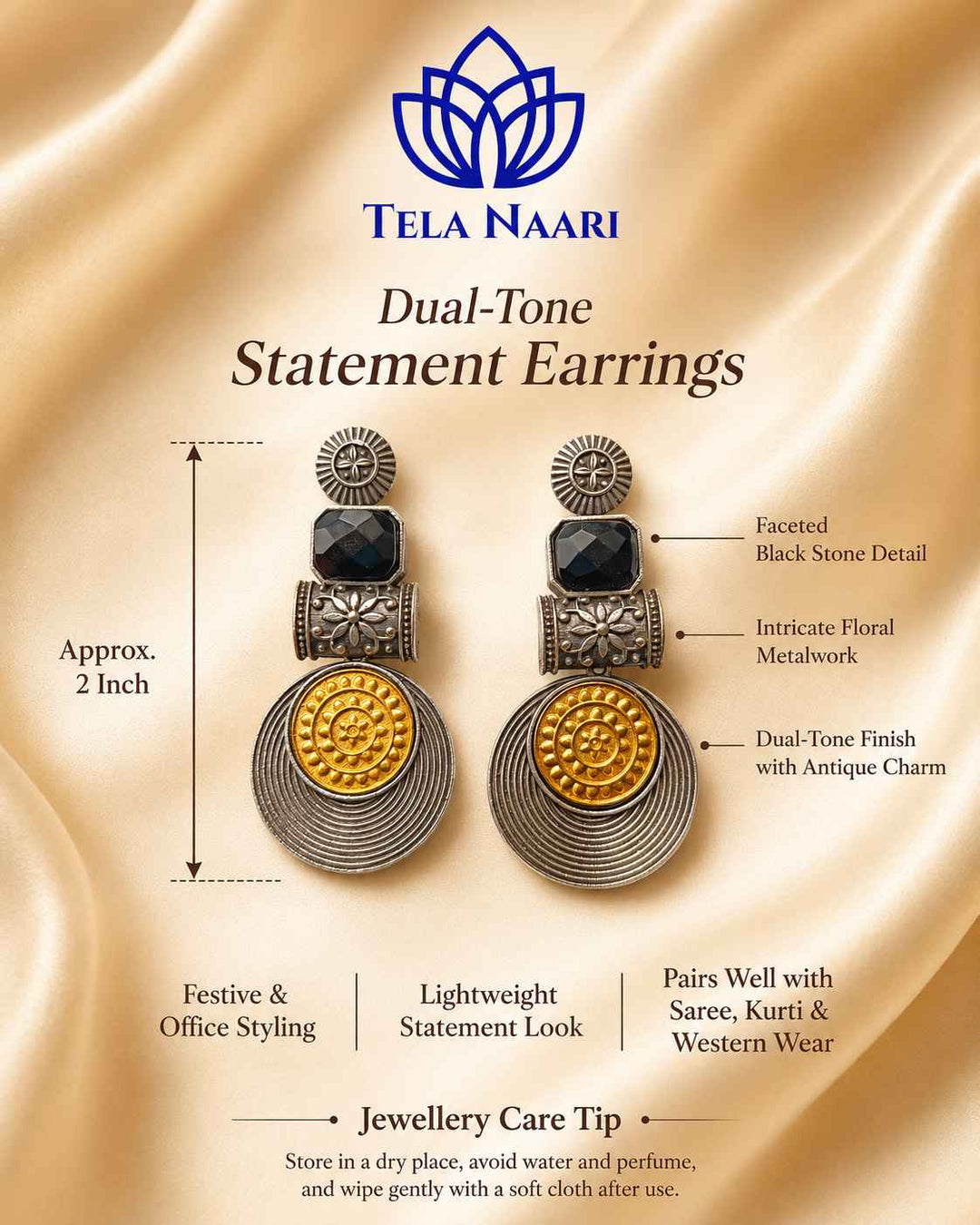 Elegant jewellery detail from the Delia Hamper, a Janmashtami gift for colleague