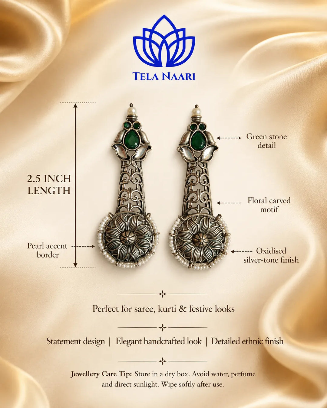 Artisanal detailing highlights the pearl accents of this earring.