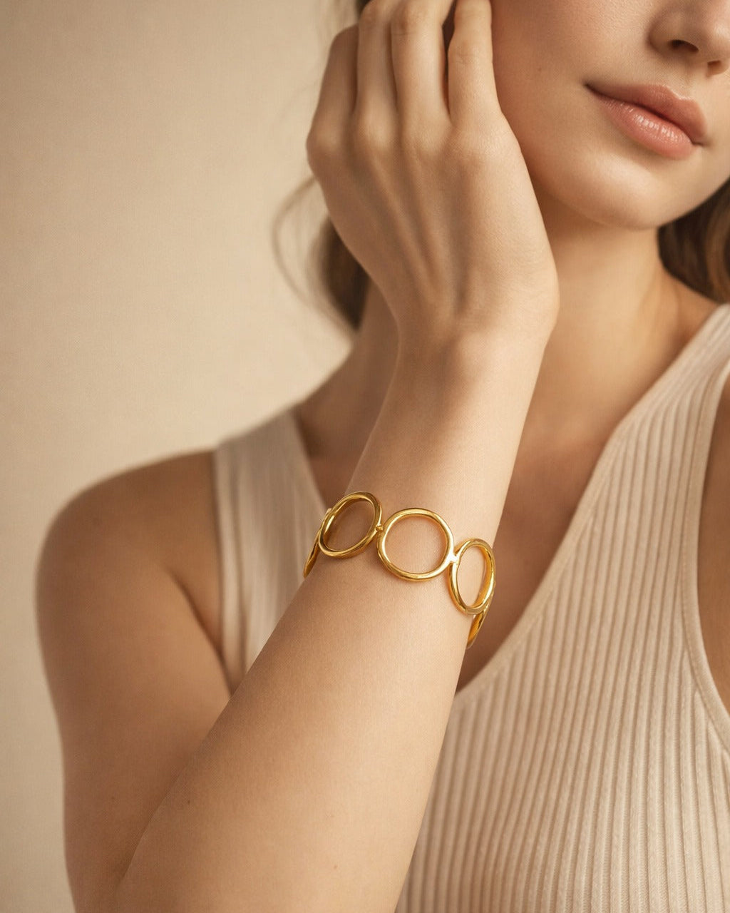 Protective coating keeps this brass cuff bracelet resistant to tarnishing.