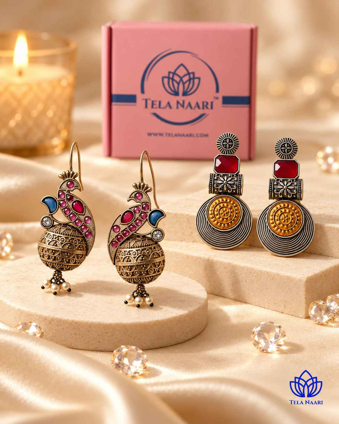 Festive earrings from the Ruby Hamper, a Diwali gift for friend