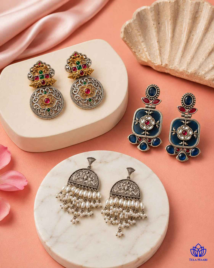 Gifting shot: oxidised finish Gardenia Hamper pieces, a festival gift