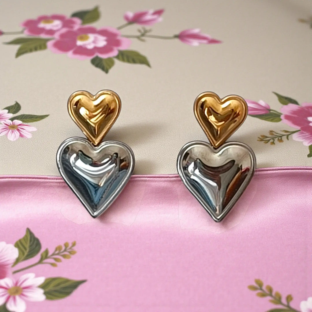 Gold-plated stainless steel gives this heart stud its polished shine.