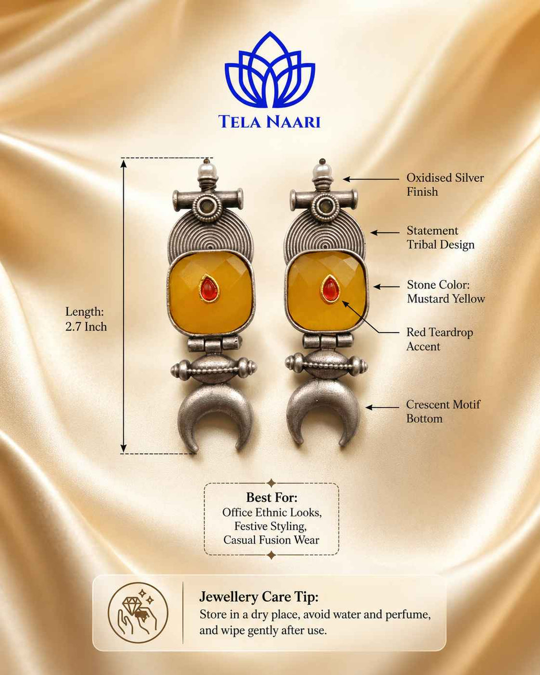 Graceful crescent curve highlights the earring&