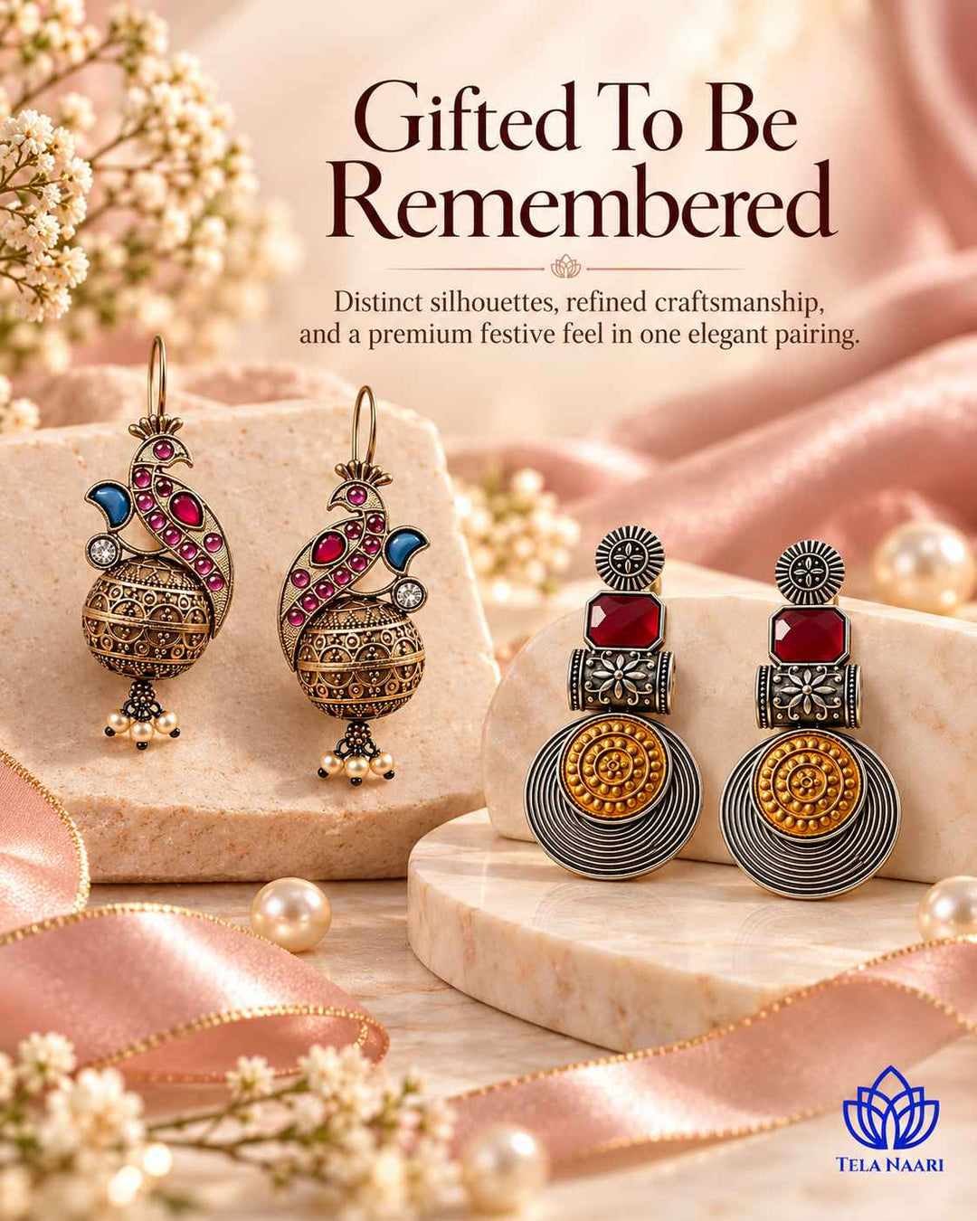 Hamper box with 2 pairs of earrings from Ruby, a present for girlfriend
