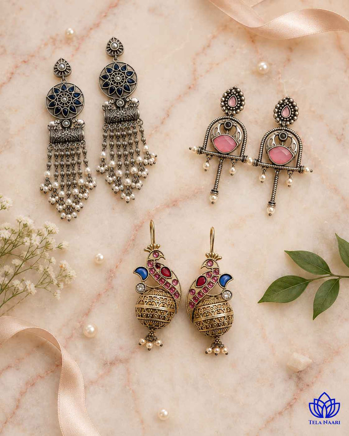 Handcrafted earrings from the Freya Hamper, a Ganesh Chaturthi gift for friend
