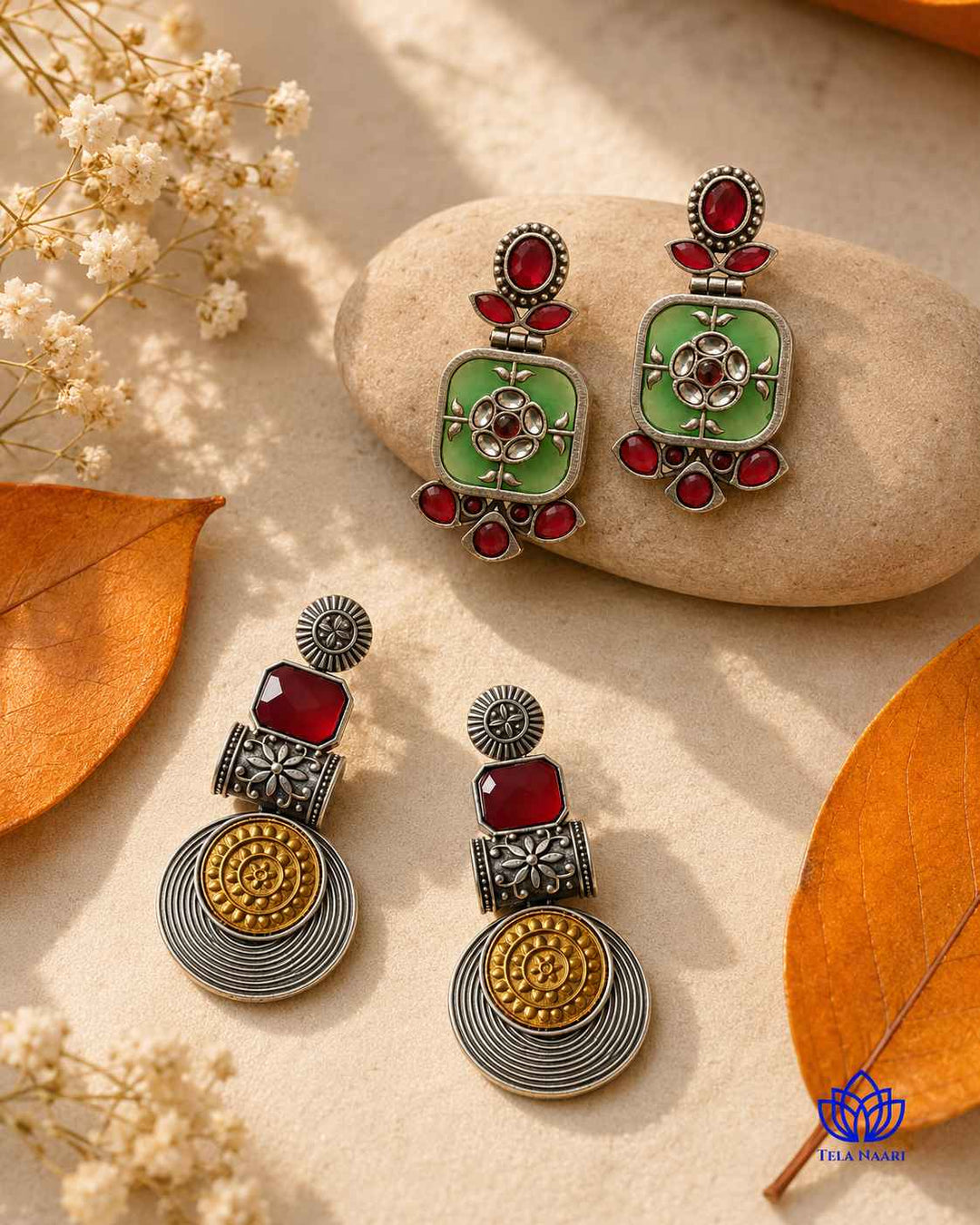 Handcrafted earrings from the Olivia Hamper, a Raksha Bandhan gift for friend