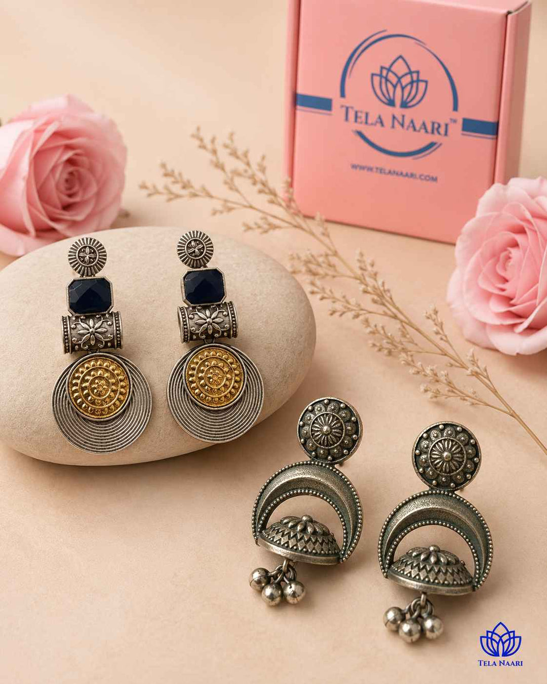 Handcrafted jewellery from the Delia Hamper, a festival season gift for friend