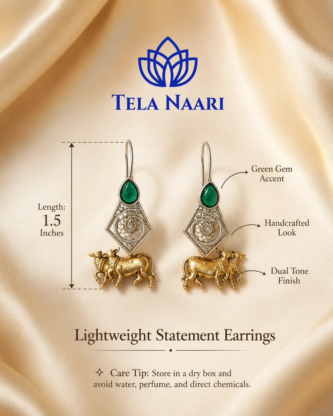 Symbolic silhouette pairs brass with a gold-plated finish.
